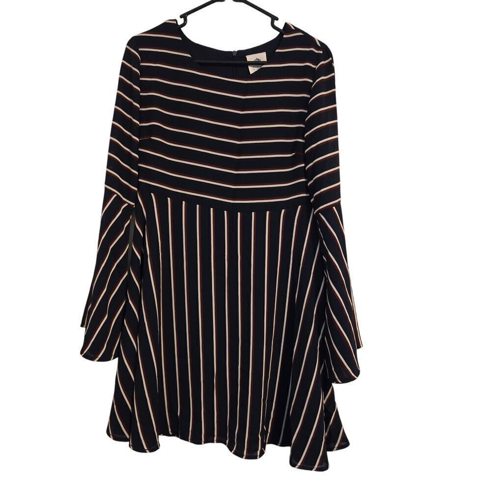 Sadie Robertson Wild Blue Midi Dress Red White Flare Sleeves Boho Size M